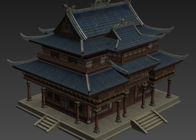 古建筑,宫殿,古城,建筑群,鸟瞰,树,山,植物,松树,驿站小屋更多cg模型