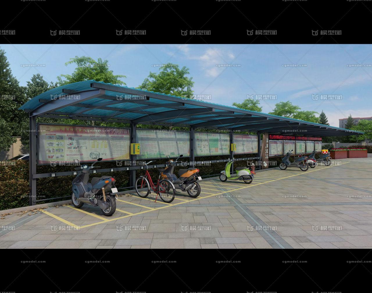 充电桩 自行车 停靠 停车区 广告