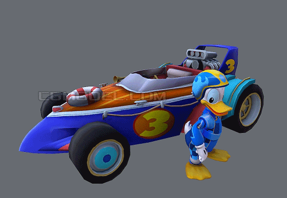 卡通 唐老鸭 唐纳德赛车手【带绑定表情动画】赛车比赛 donald racer