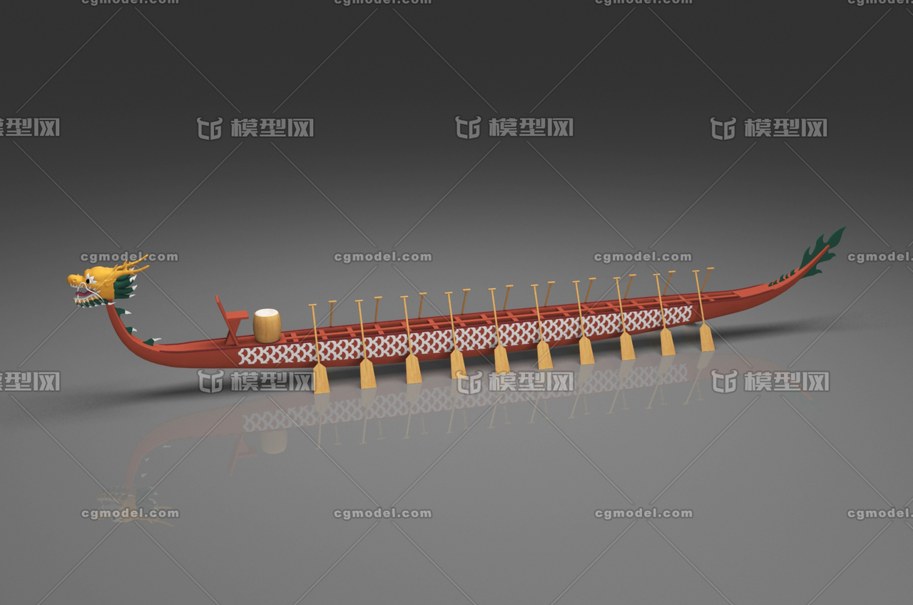 龙舟 端午节龙舟模型-古代船/仿古船模型库-3ds Max(.max)模型下载-cg模型网