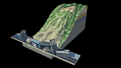 山体滑坡泥石流模拟灾害破坏城市默认渲染器