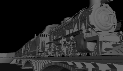 原创电影镜头火车场景, 喷气火车,空中火车,朋克概念科幻火车头,蒸汽