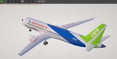 中國商飛c919模型 國產大飛機c919 機庫場景 3d模型