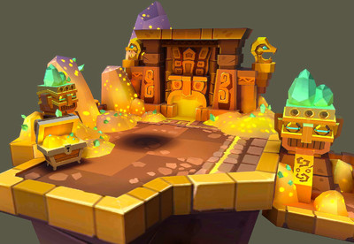 卡通 黄金宝藏 场景 玛雅 黄金场景 gold 手绘贴图 财宝场景一角