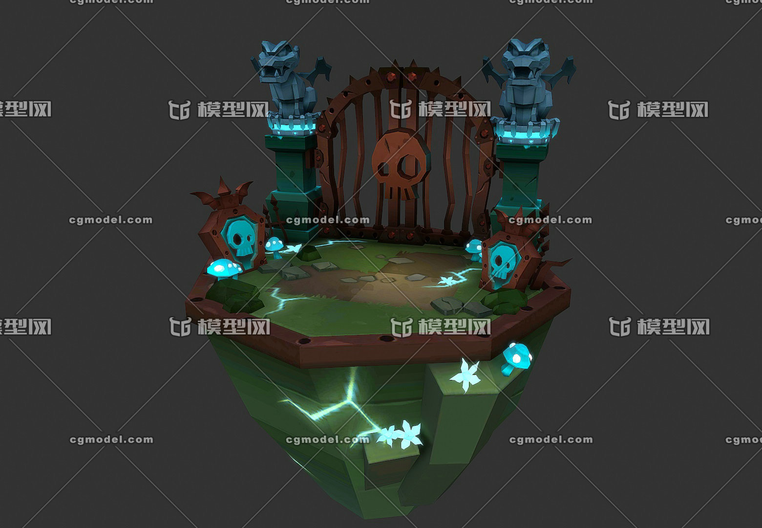 卡通  亡灵之门场景  地狱之门  死亡之地场景   undead scene   手绘