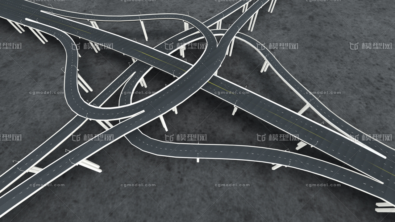 maya高架桥 城市互通模型 带材质贴图 2012及以上版本都可以使用 官方