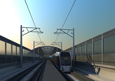 宁波轻轨,轻轨站,轻轨站鸟瞰,地铁站,轻轨建筑,地铁建筑,高铁站,地铁