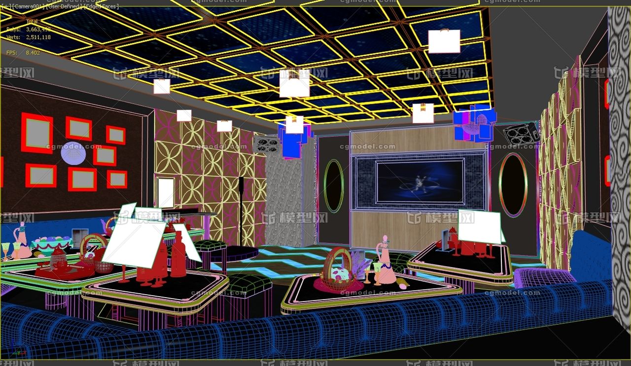 建筑动画镜头商业室内会所高档现代星空顶ktv练歌房包房动画镜头