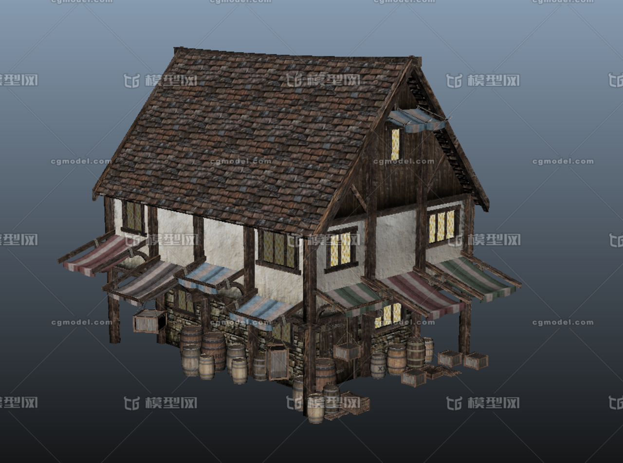 古代房屋房子模型-私人住宅模型库-Maya(.ma/.mb)模型下载-cg模型网