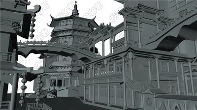 古代 街道建筑群模型-历史建筑模型库-Maya(.ma/.mb)模型下载-cg模型网