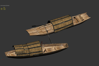 木船古代船划桨简模