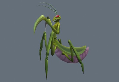 带动画  卡通 螳螂 带攻击的 昆虫  mantis