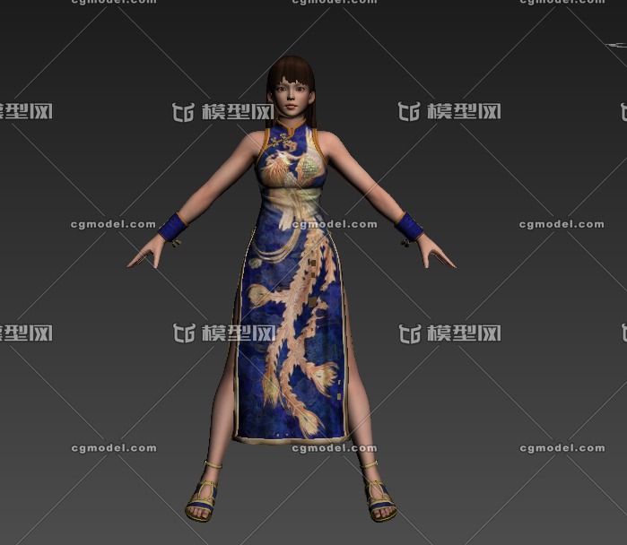 旗袍 美女模型-女人模型库-3ds Max(.max)模型下载-cg模型网