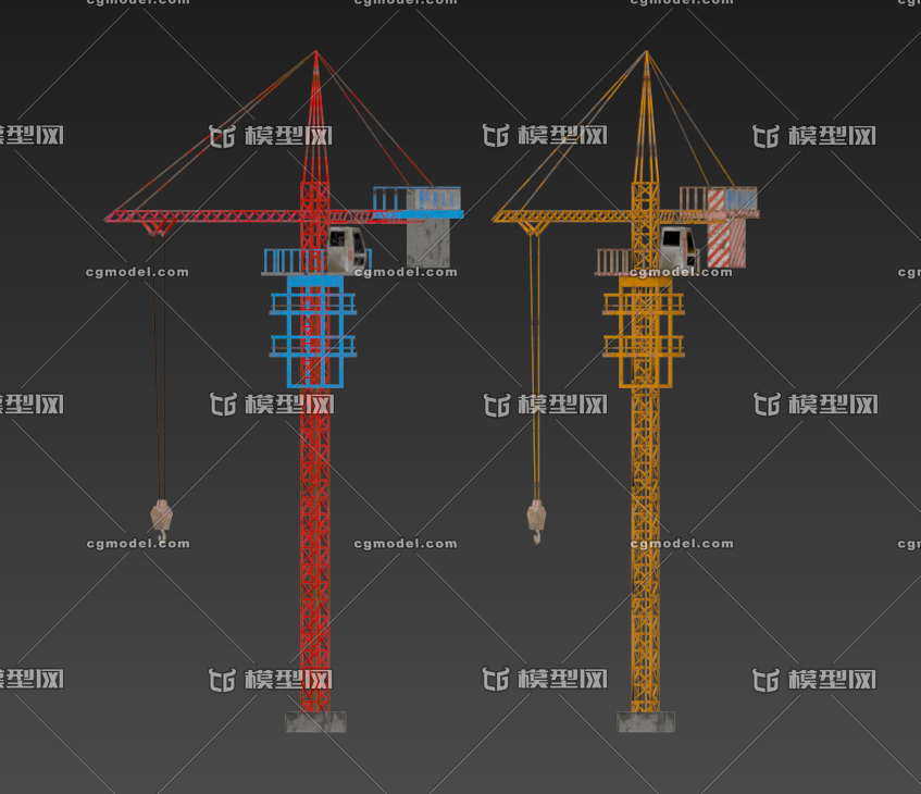 寫實 平臂塔吊 吊鉤 工地 _yeyge作品_建築公共設施_cg模型網