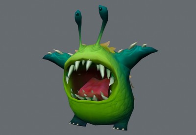 带动画  卡通 大嘴兽  大嘴怪  手绘贴图  卡通怪兽   怪物  monster