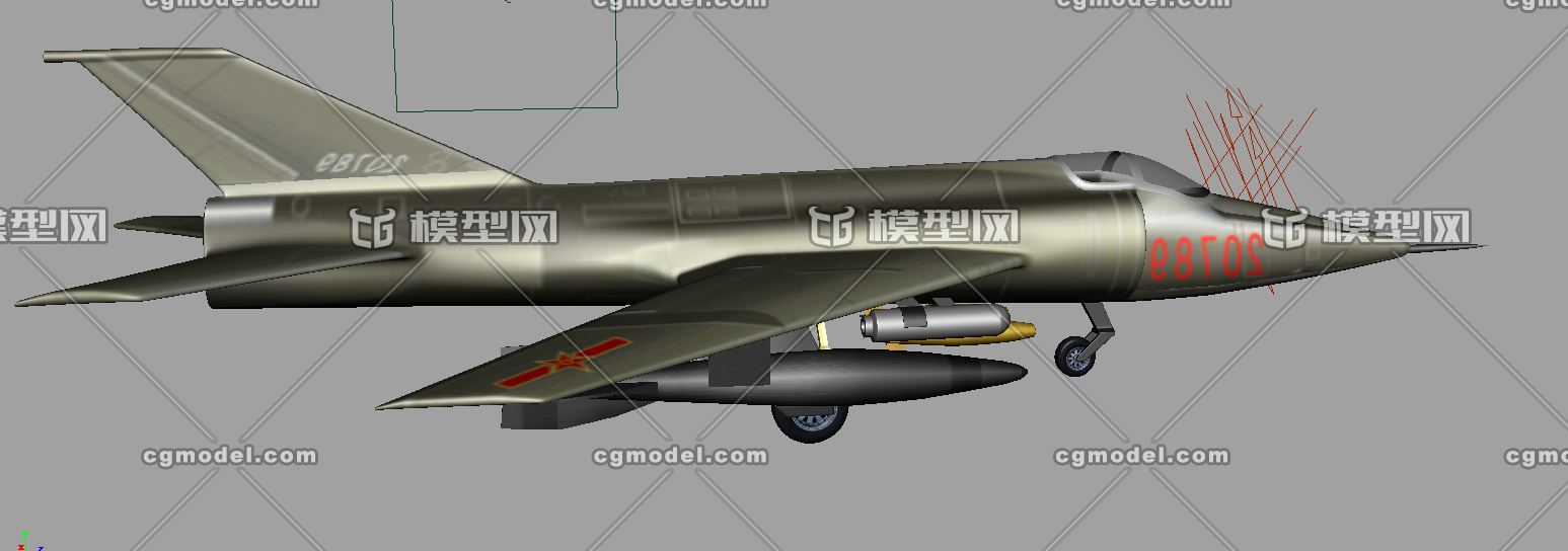 三视图建模作业练习maya工程文件带分步骤保存源文件 中国强-5 强击机