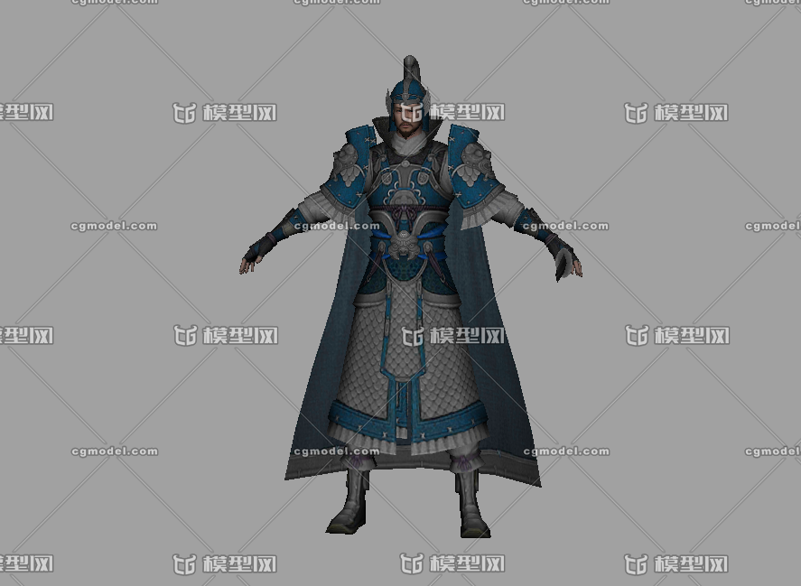 士兵 战士 次世代模型 古代男人模型  将军盔甲  武将 手持宝剑