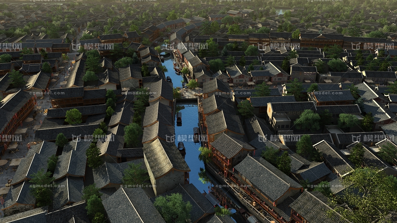 朱家角古镇模型-古代场景模型库-3ds Max(.max)模型下载-cg模型网