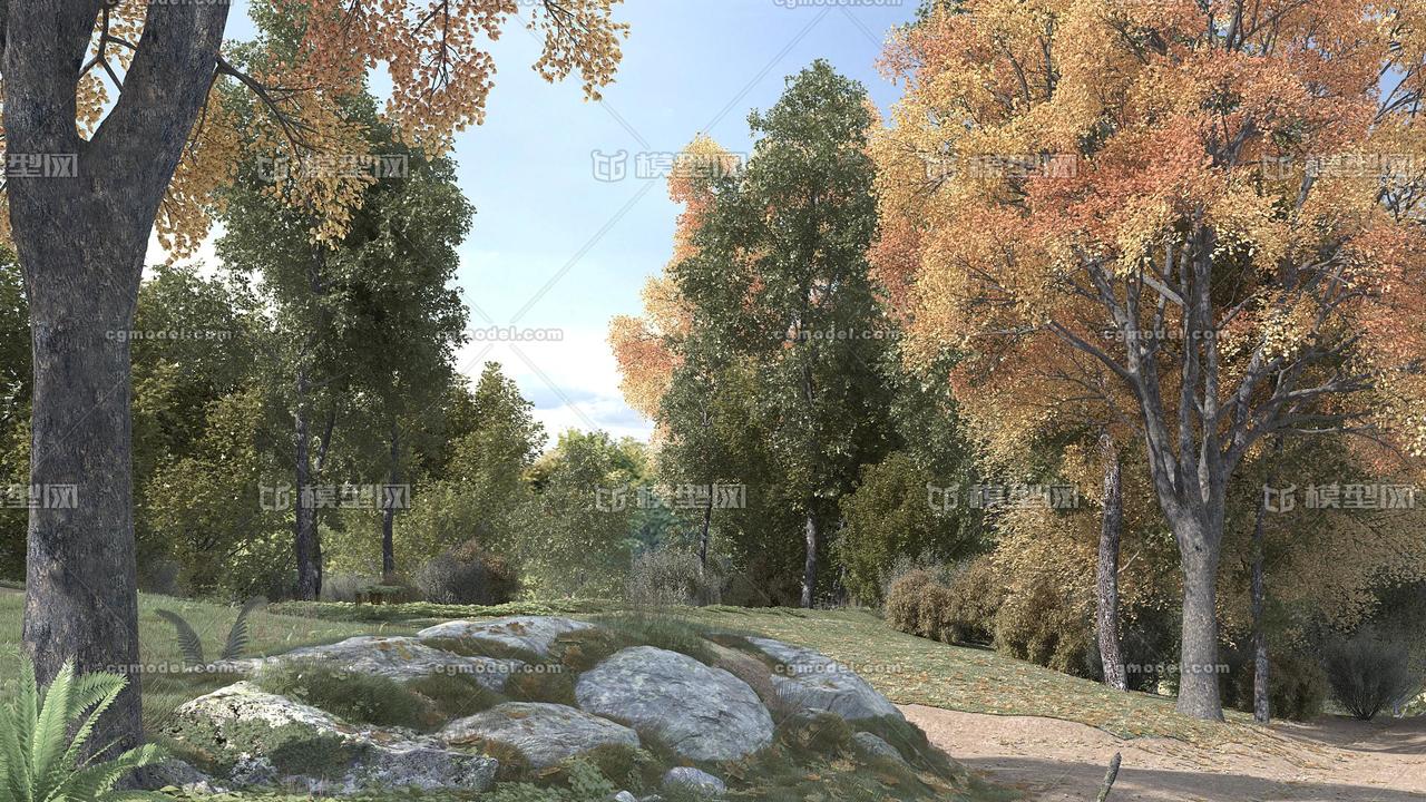 树林 森林模型-自然场景模型库-3ds Max(.max)模型下载-cg模型网