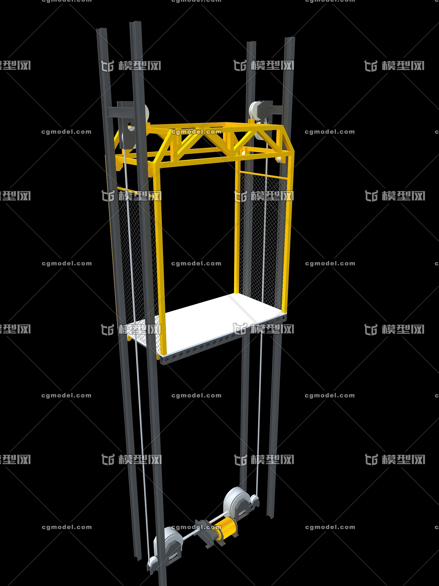 货运电梯 施工电梯 工业机械_zzx1017作品_机械/器械工业设备_cg模型