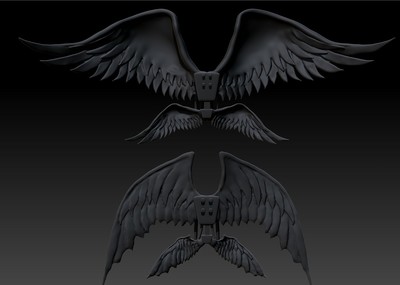 堕天地狱兽翅膀 有张开和未张开2种形态,尺寸严格遵守手办尺寸,可打印