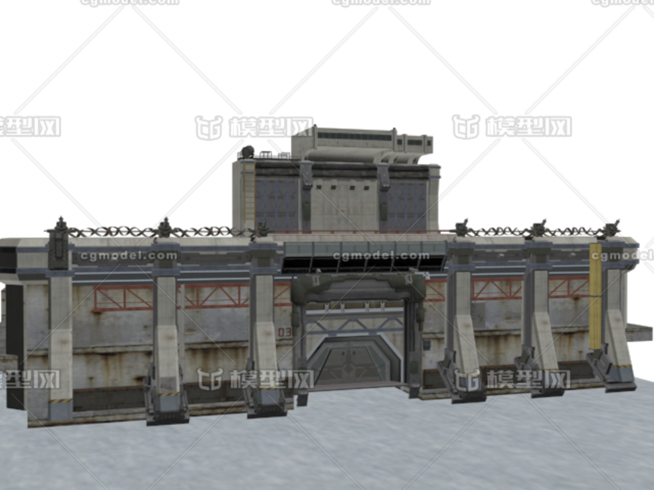 现代防御工事科幻工业大门