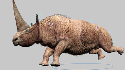 超写实板齿犀牛3d模型,古生物犀牛,披毛犀,古犀带绑定和全套动画.