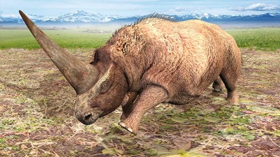 超写实板齿犀牛3d模型,古生物犀牛,披毛犀,古犀带绑定和全套动画.