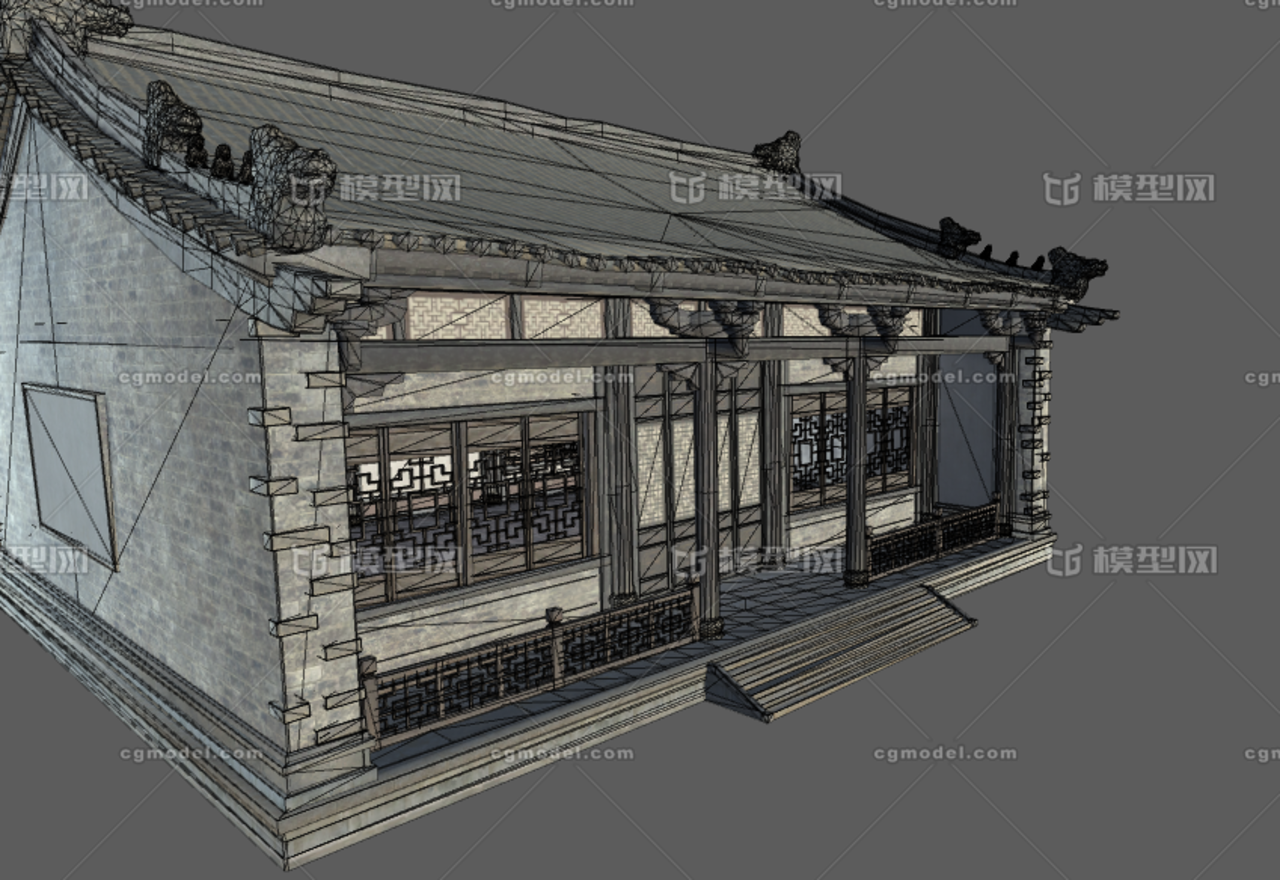 古建长廊民居房子建筑3d模型_limo万岁作品_场景现代场景_cg模型网