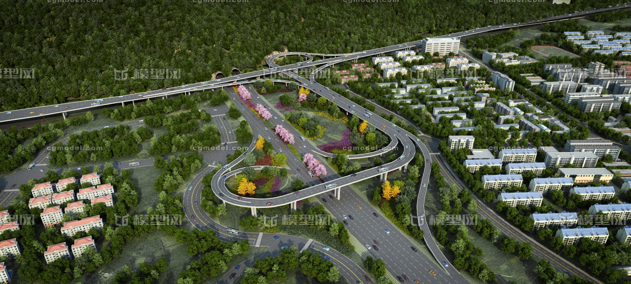 高架 立交橋 城市隧道_旋風aa作品_場景自然場景_cg模型網