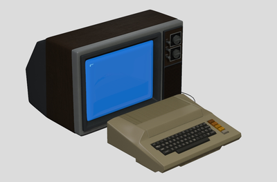 复古电脑 8bit电脑 8-bit 计算机发展史复古黑白旧式古董电视机像素风