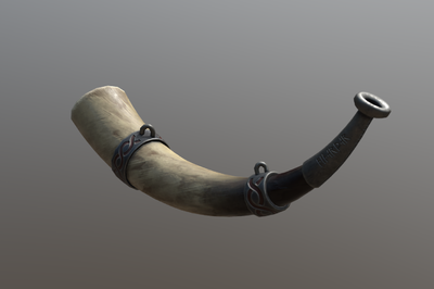 pbr游戏道具象牙号角,古代号角,蒙古号角,号角雕塑,石号角,牛角号