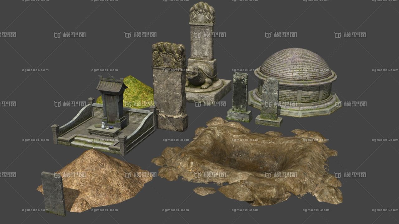 次时代 写实风格坟墓 墓葬 墓坑 坟冢 坟地 墓地 墓碑