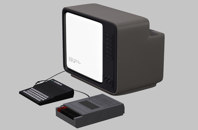 老电视 电脑 复古电脑 老式键盘 磁卡 读卡器8bit电脑黑白古董电视机