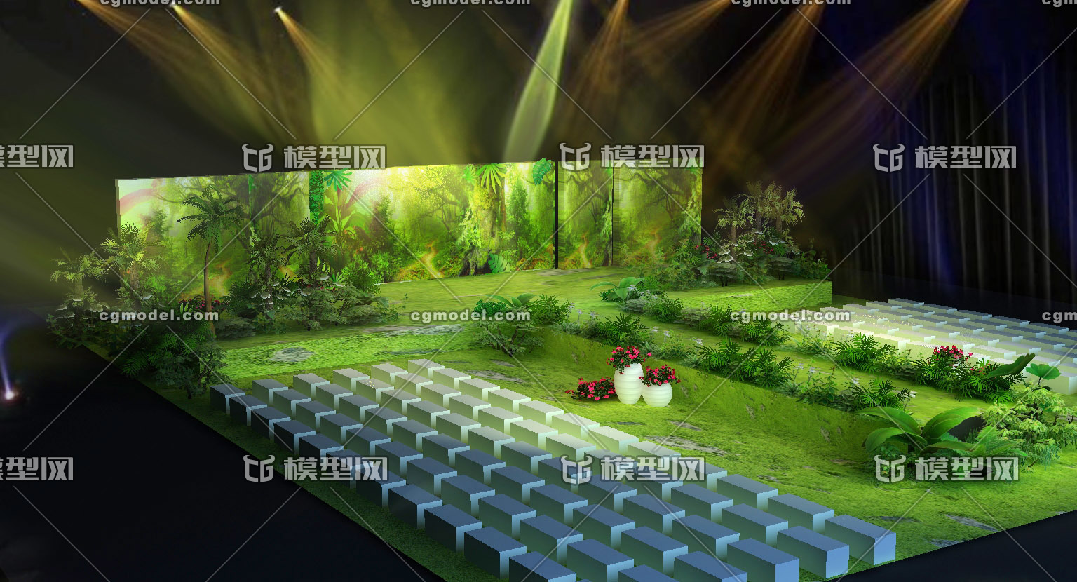热带植物系t台晚会舞台