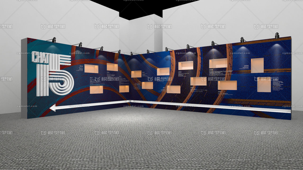 历程墙展板展墙_会说话作品_展厅房产家居_cg模型网