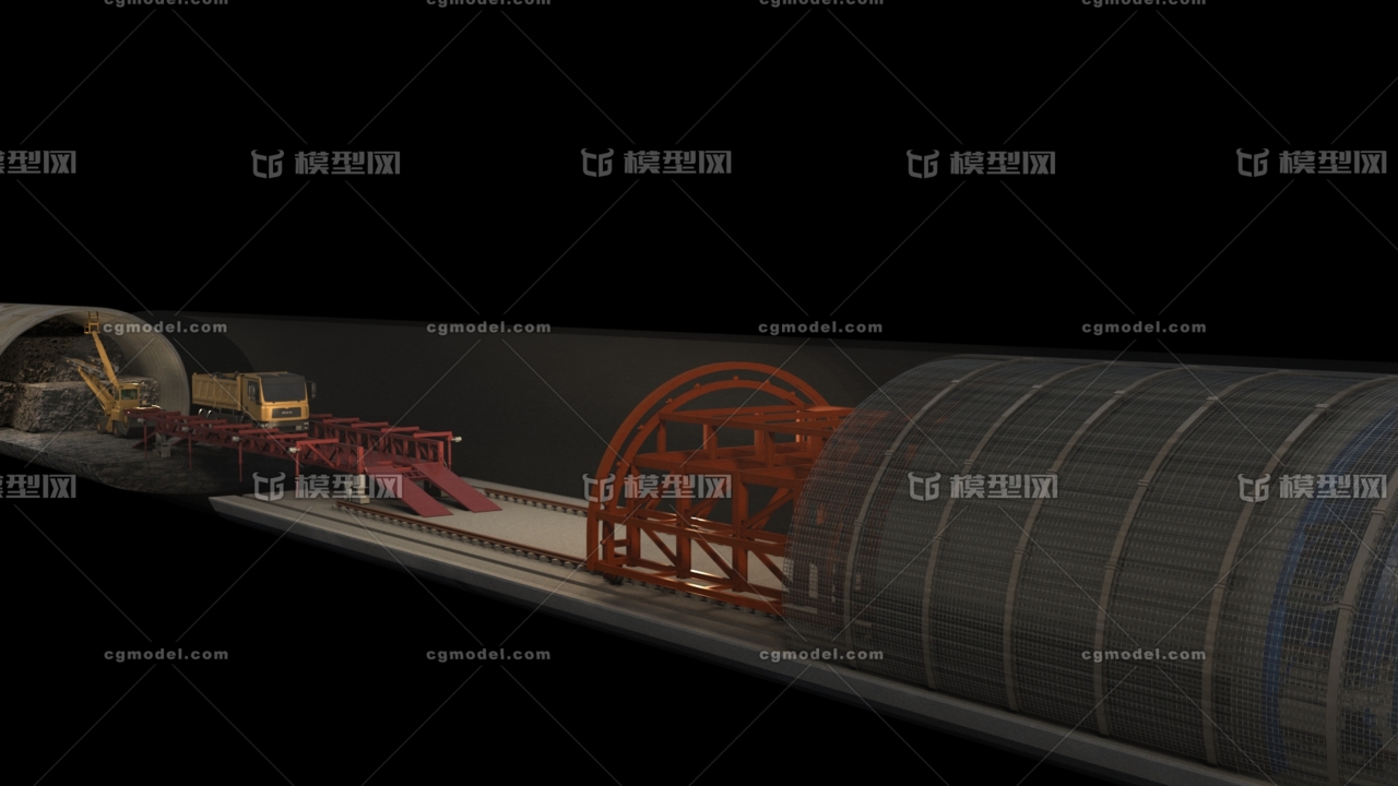 隧道施工全过程_唐颢乔td作品_场景现代场景_cg模型网