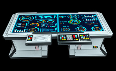 低面次世代科幻电脑,未来大型计算机,电脑桌,一体机,computer,控制台