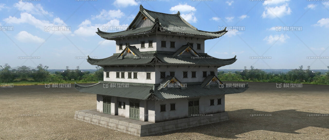 日式建筑 古建角兽瓦当滴水类似江户城皇宫是古典式楼阁大阪城天守阁日式皇宫名古屋天守 阁熊本城 Cg模型网 Cgmodel 三维设计师交流互动平台 专注多品类3d模型下载 原创作品分享 软件学习