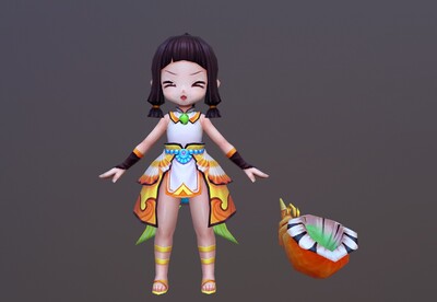 卡通 q版 可爱小女孩  海螺姑娘  二次元 女孩