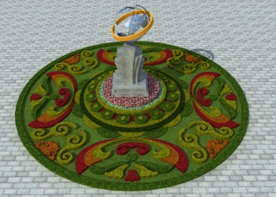 圆形花坛立体图图片