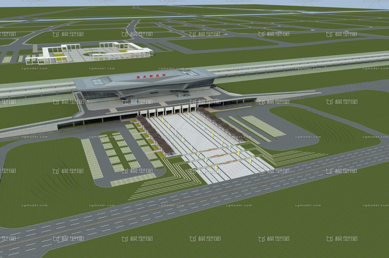 商丘新区站 商丘高铁_yaoshujie888作品_建筑公共设施_cg模型网