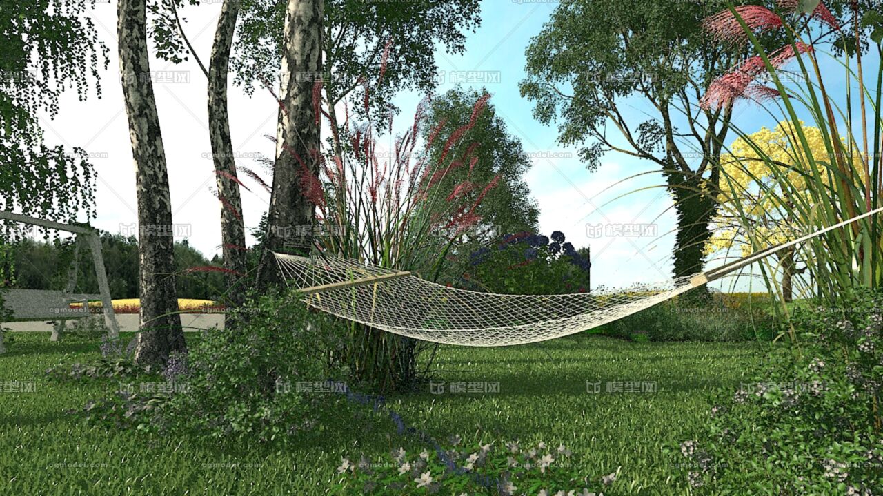 写实吊床树动画场景 吊床模型-自然场景模型库-3ds Max(.max)模型下载-cg模型网