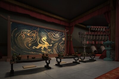 古代室内大厅中厅