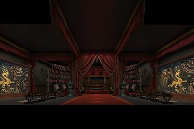 古代室内大厅中厅