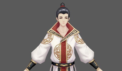 手绘卡通q版古代男子,英俊少年,白衣书生,翩翩公子哥,贵公子,皇子,富