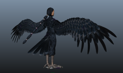 (带绑定,带动画)乌鸦人行怪物