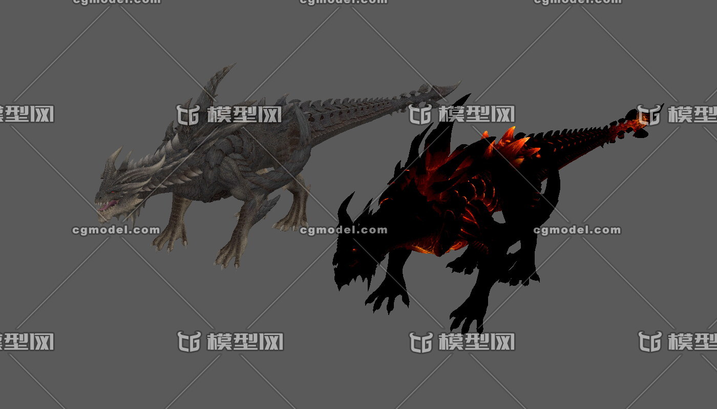 两种状态的龙,灰甲龙,火龙,飞龙怪兽,恶龙,魔龙,熔岩龙,炎龙,黑龙