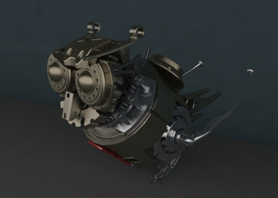 高精度机械风格动物机器动物模型猫头鹰带渲染文件