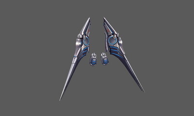 手绘卡通机甲翅膀,金属翅膀,机器人装置,机翼,机甲飞行器